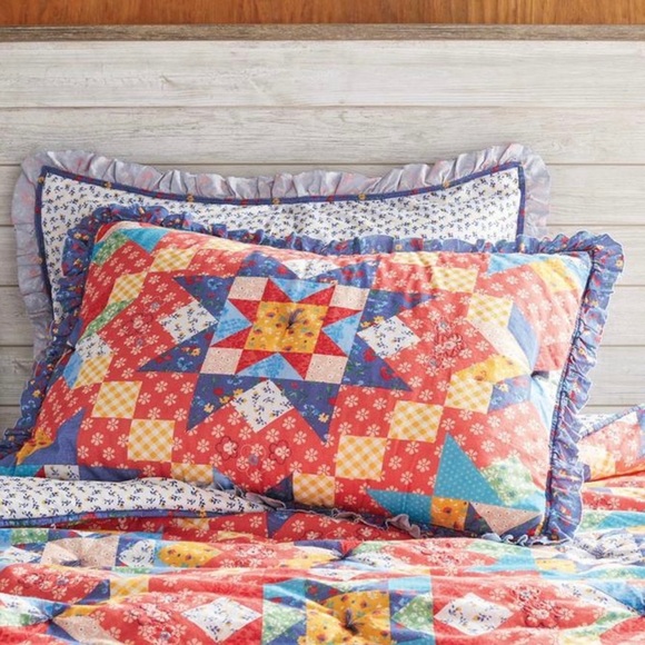 The Pioneer Woman Multi-Color Starlight Patchwork 2-Piece King Shams NWT - Picture 3 of 6
